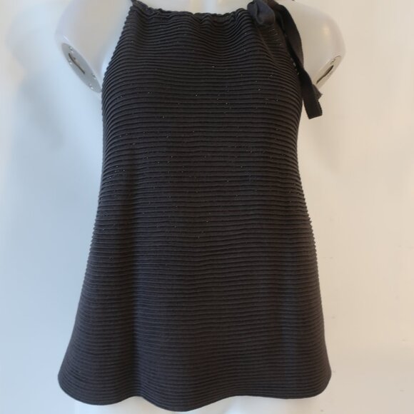 Womens Farella Capri Gray Ribbed Lurex Tank Top M - Picture 2 of 9